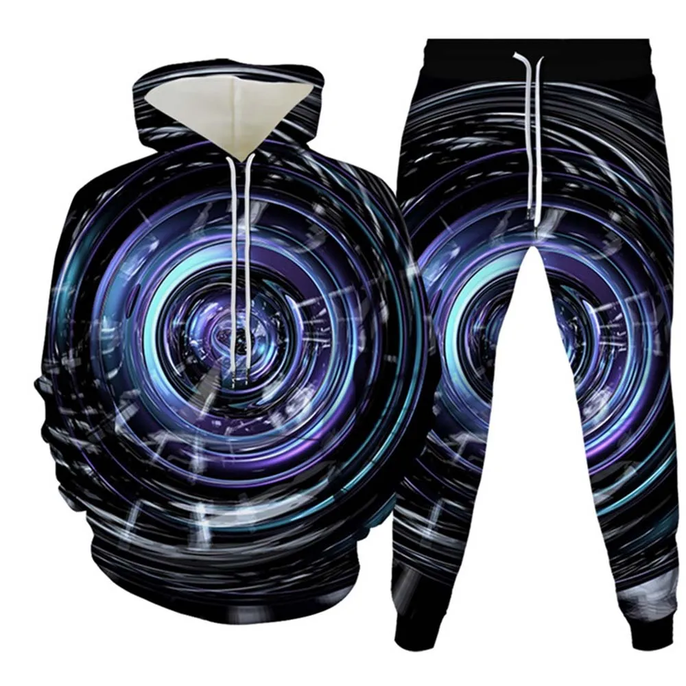 2023 Colorful Vortex 3D Print Men Women Tracksuit Sets Fashion Hoodie And Pants 2pcs Sets Oversized Pullover Casual Men Clothing