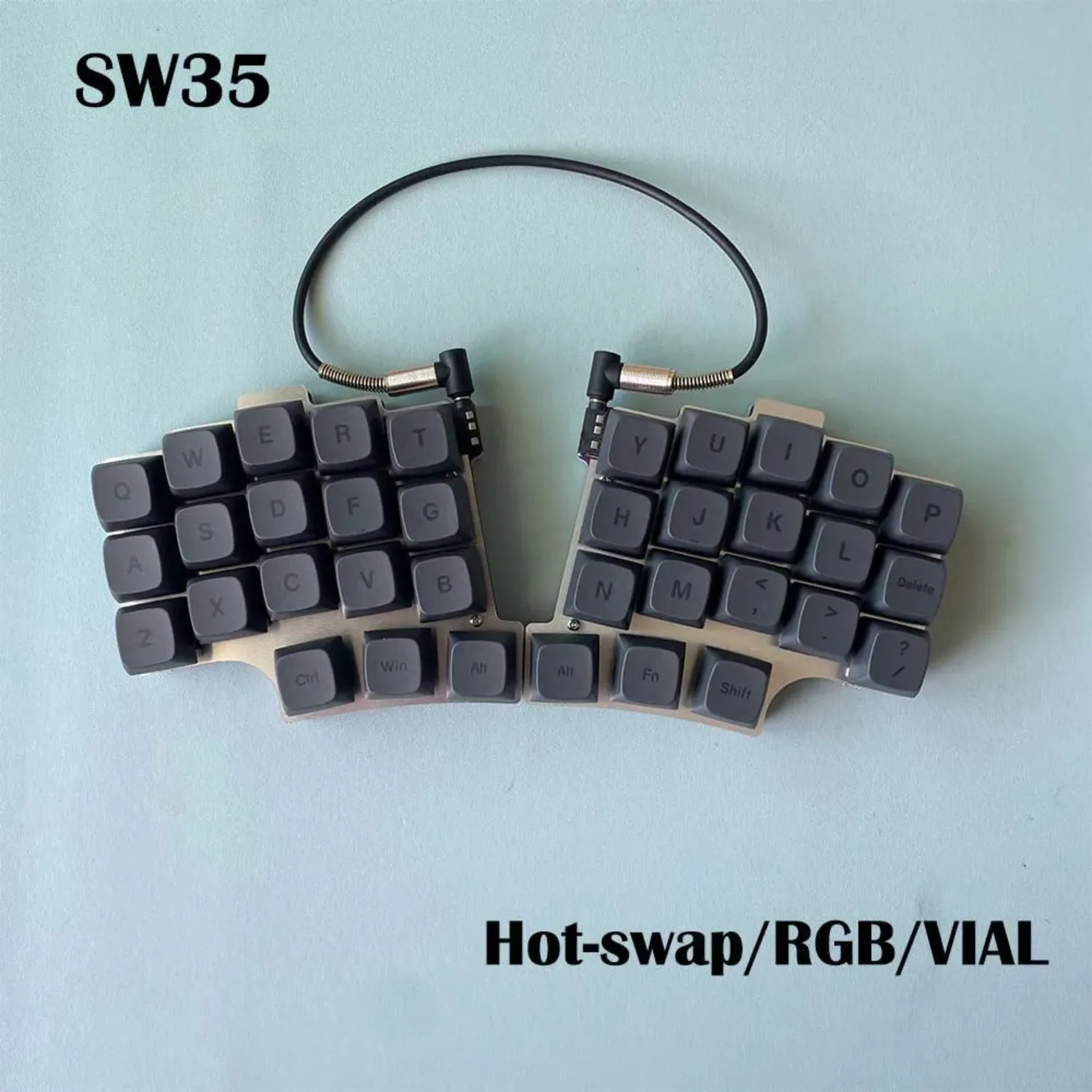 SW35 Split Ergonomics Mechanical Keyboard 35% Layout Wired Hot-swappable RGB VIAL Programmable PBT Keycaps Gaming Keyboard