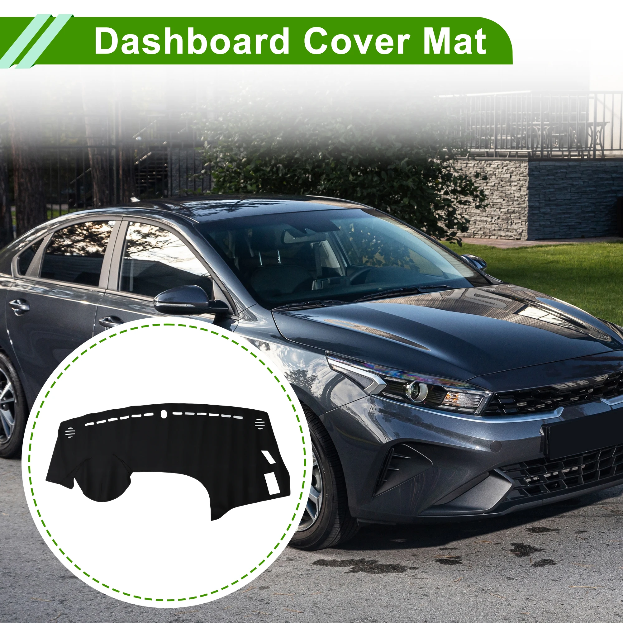 UXCELL Dash Cover for KIA K3 2013-2017 without Hud Dashboard Cover Leather Black 1 pcs