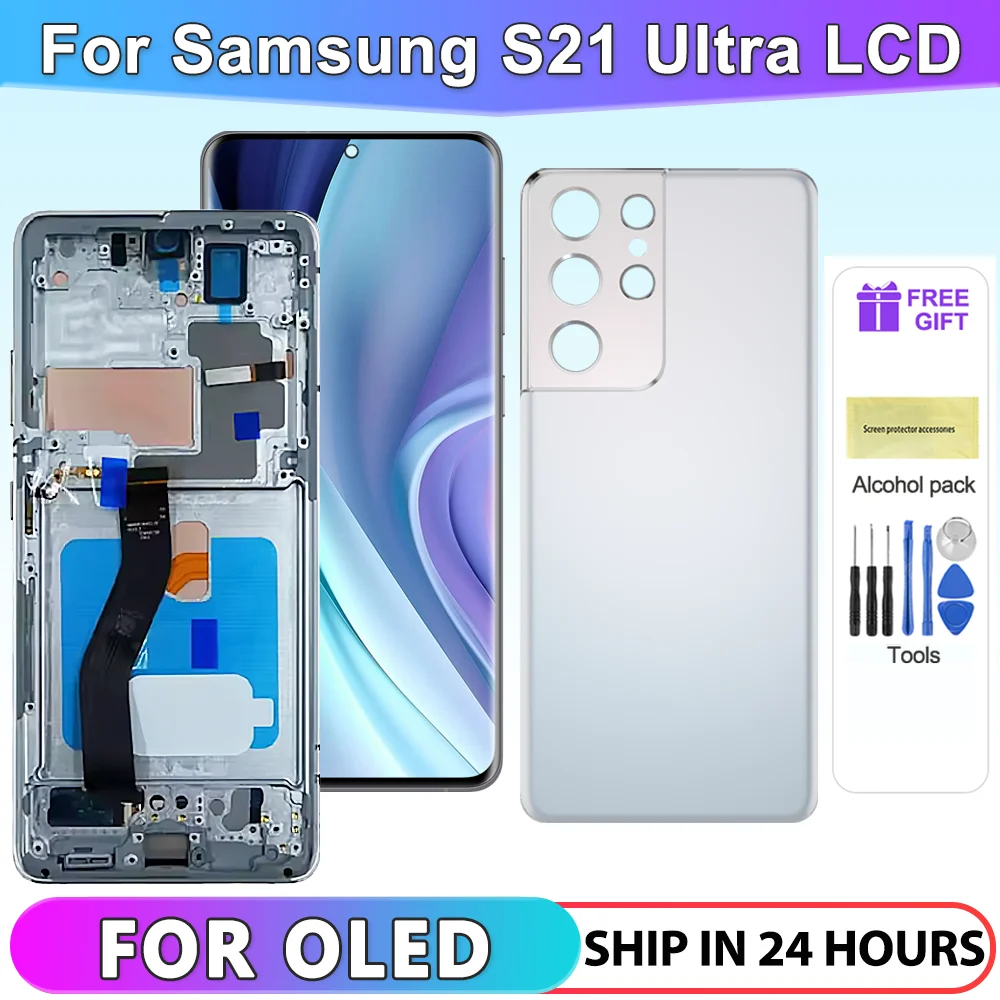 

NEW OLED S21U LCD For Samsung S21 ultra G998F/DS G998B G998U Touch Screen With Frame Digitizer Assembly Screen Parts