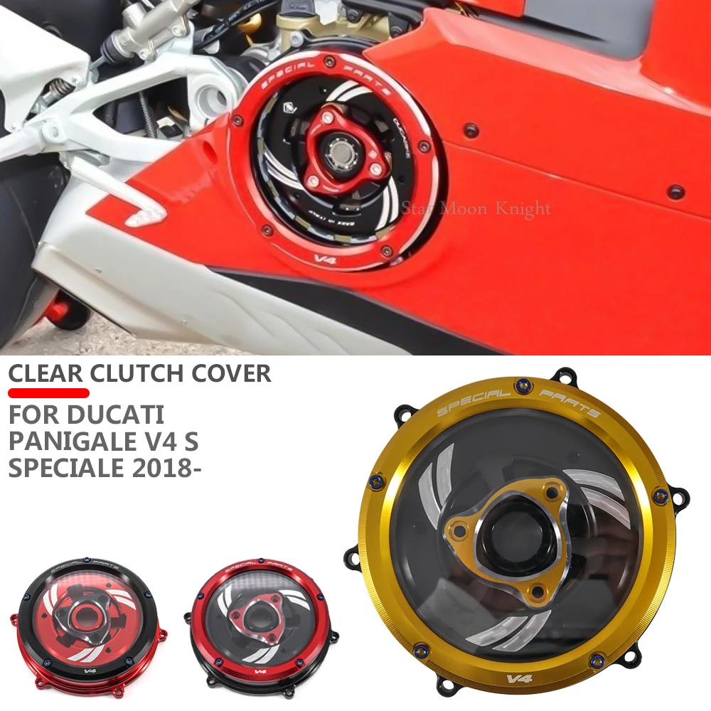 

Clear Clutch Cover Engine Racing Spring Retainer R Protector Guard For Ducati Panigale V4 V4s V4 Speciale 18-2021 Pressure Plate