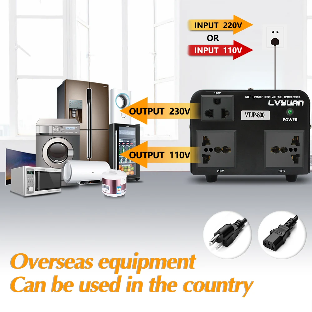 LVYUAN 500W/800W Step UP & DOWN 110V-220V Voltage Converter Auto Transformer 50Hz/60Hz Supply US/EU/UK/UN PlugHome Appliances view 5