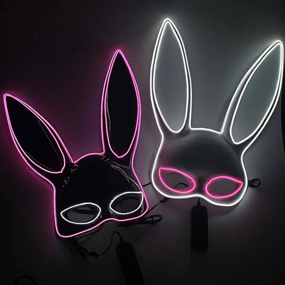 

Glowing El Bunny Mask Masque Masquerade Led Rabbit Mask Night Club Female Mask For Birthday Wedding Party