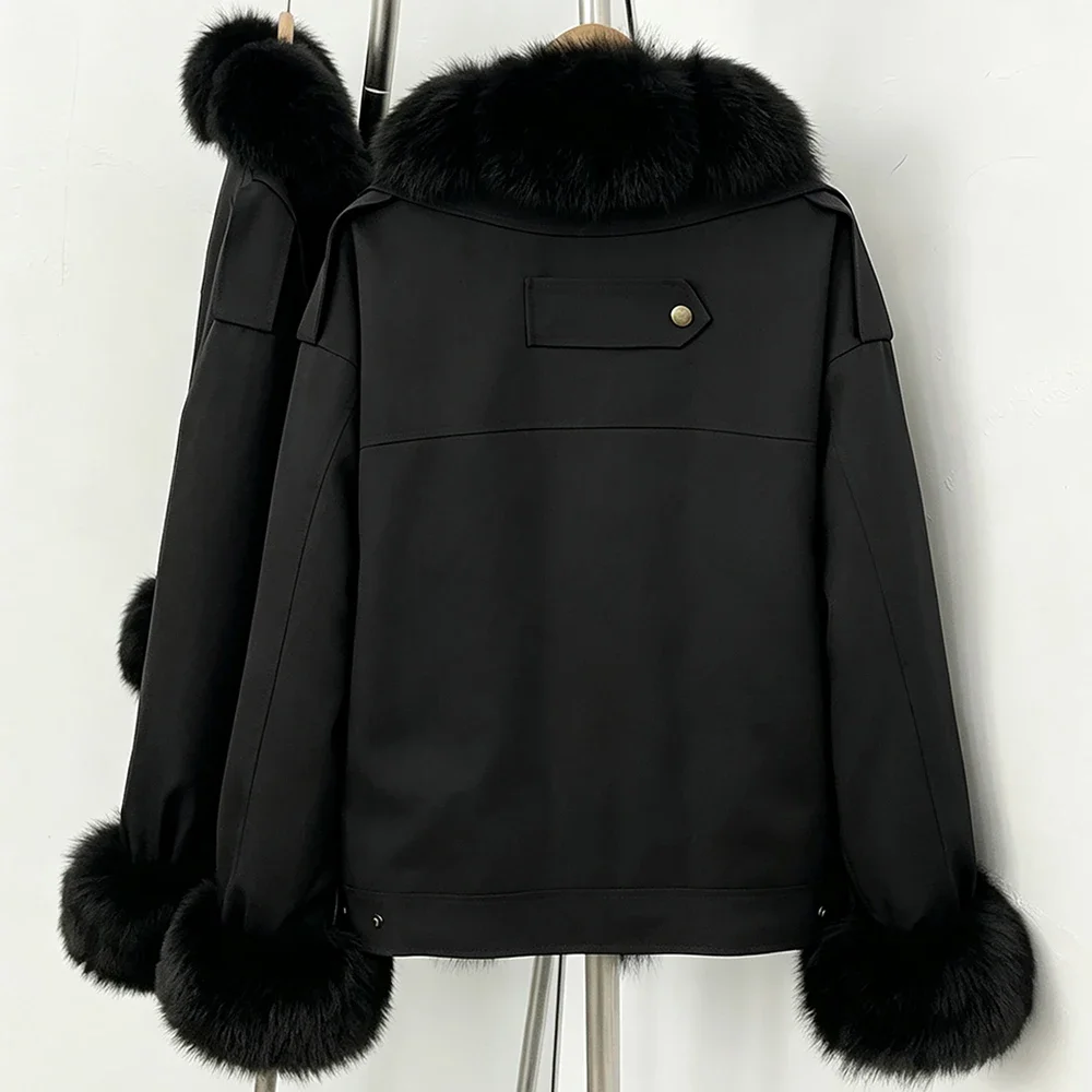 OFTBUY New Winter Duck Down Women Real Fox Fur Collar Parka Female Natural Fur Puffer Jacket Fur Cuffs Casual Coat Outerwear