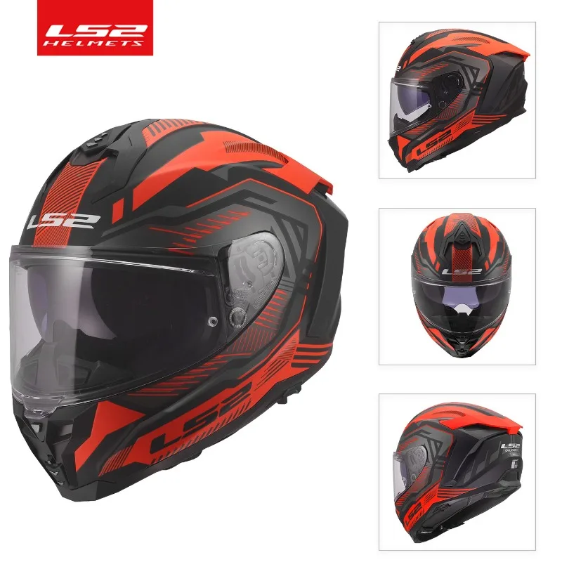 LS2 FF817 Dual Lens Full Face Motorcycle Helmet Anti-fog Double Spoiler Helmet Universal for Men Women All SeasonRacingSummerUse