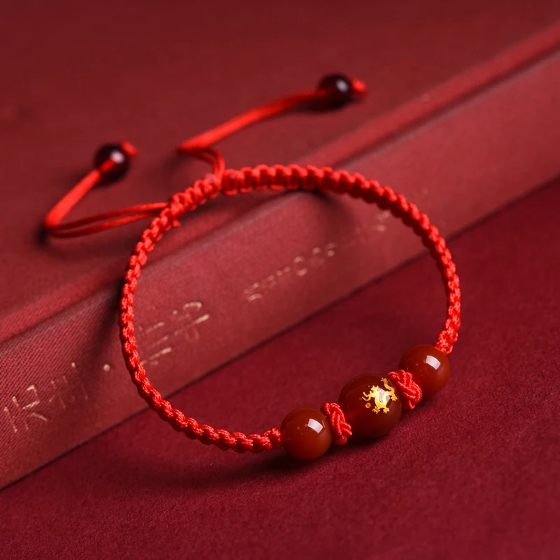 Pulsera de dragón del zodiaco de estilo chino, pulsera de cuerda roja de la suerte del año del dragón 2024, regalo de Navidad para el año cercano