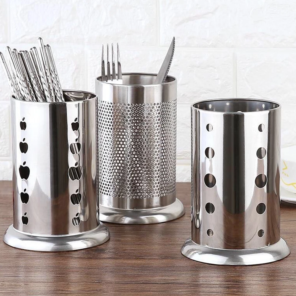 

Stainless Steel Chopstick Holder Utensil Drying Rack Drain Holes Kitchen ganizer for Countertop Sink Modern Design