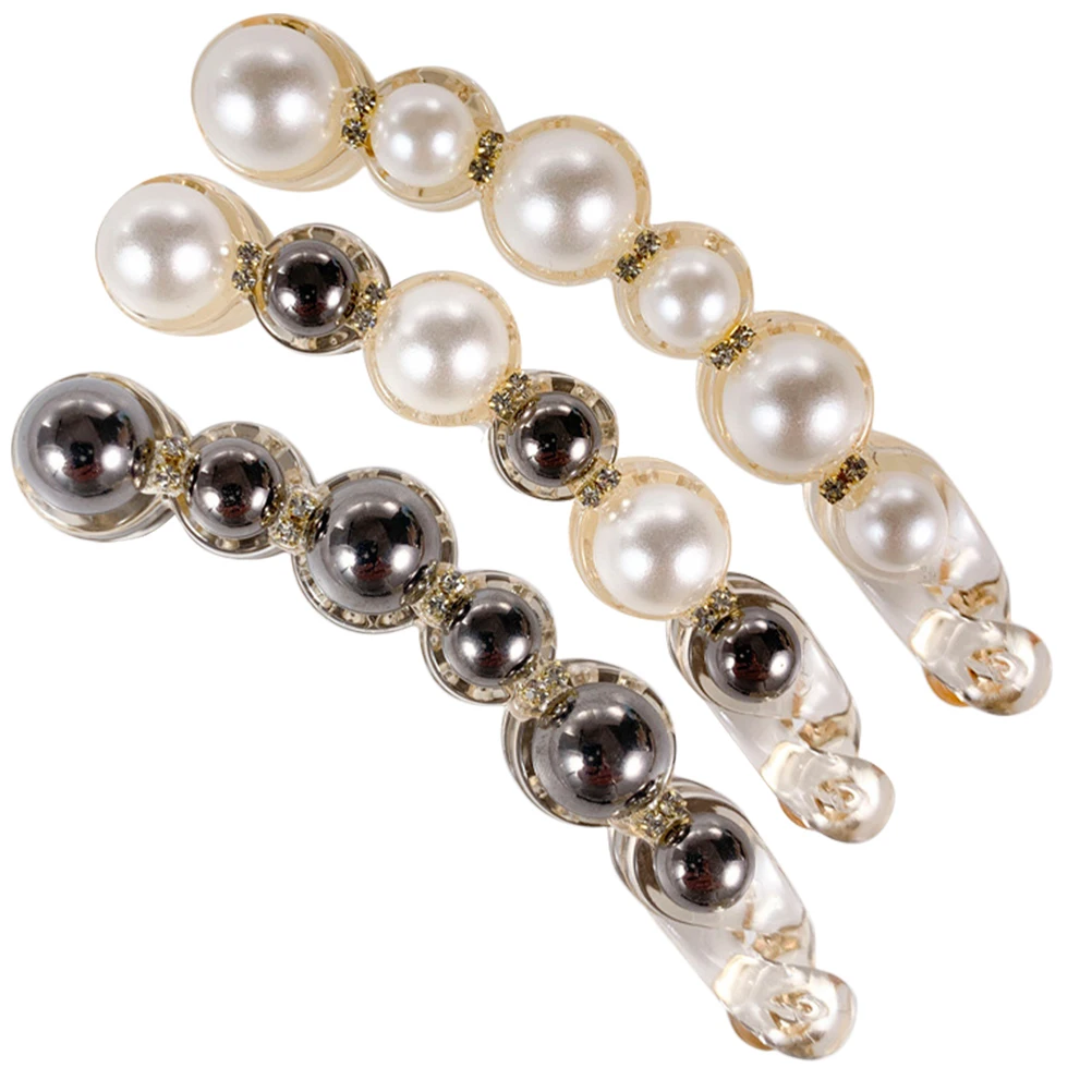 

3pcs Pearl Banana for Thick Hair Styling Holders Women Accessories Ponytail Clips Durable Plastic Daily Use Bananas for Women