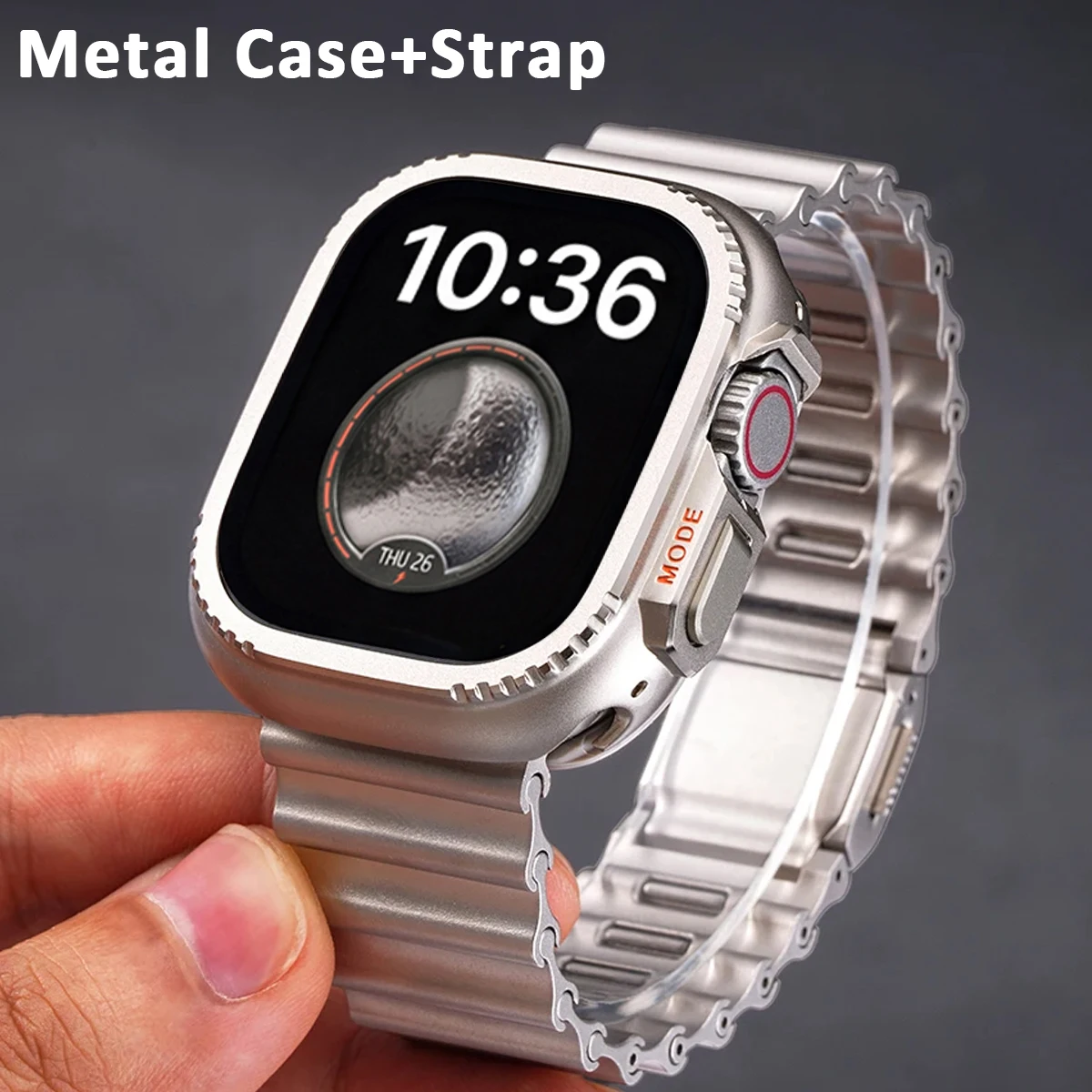 

Металлический ремешок-чехол для Apple Watch Ultra 3 2 49 мм, жесткий защитный чехол для iWatch Series 11 10 46 мм, 9 8 7 45 мм, 6 5 4 SE 44 мм