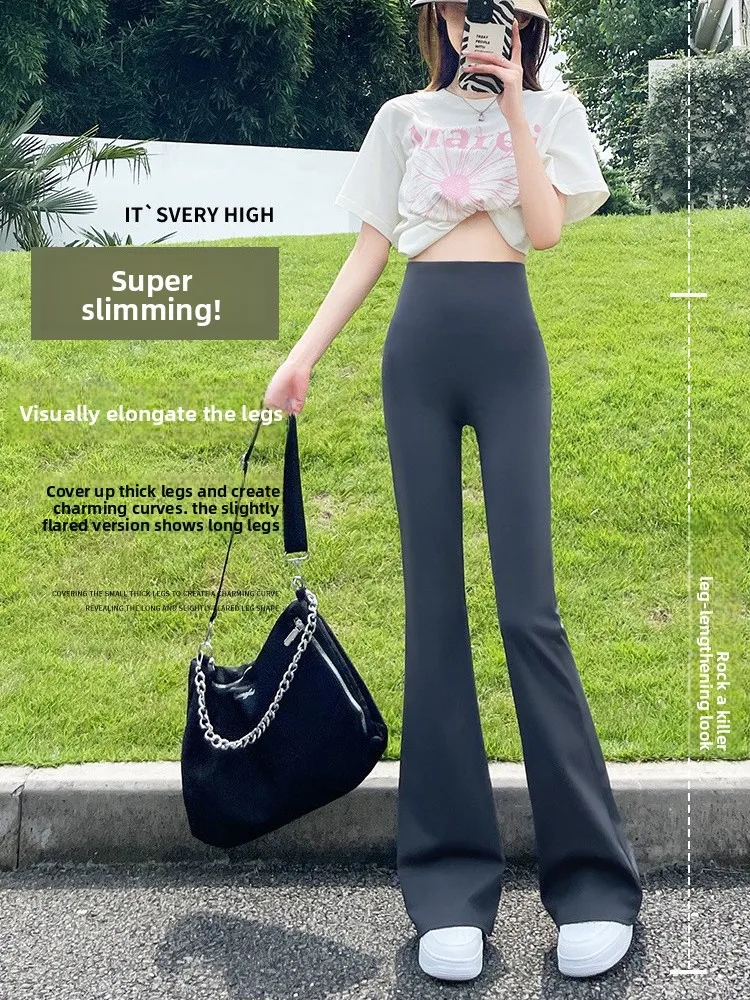 ارتفاع الخصر اليوغا السراويل النسائية ربيع الخريف Sle 2025 جديد متوهج بوت ضيق قاعدة طبقة السراويل ملابس خارجية Fitn النايلون دنة