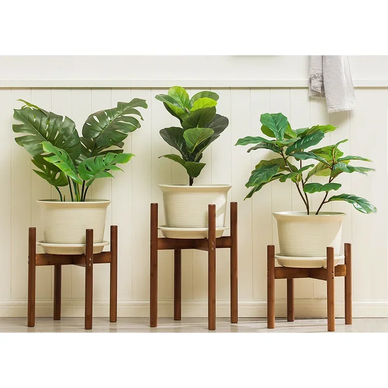 屋内植物サポート,調整可能な植木鉢ホルダー,竹材,高さ50 cm, 40 cm
