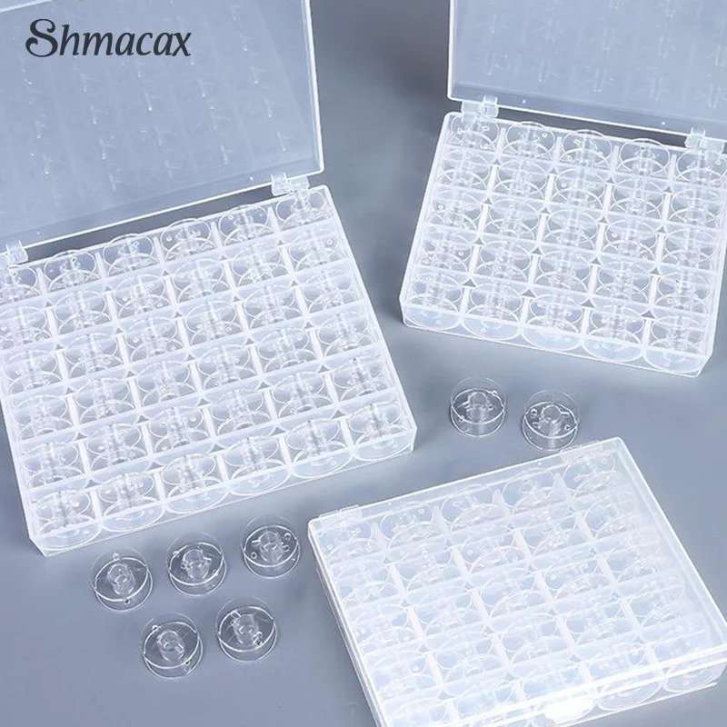 25/36pcs Household Sewing Machine Bobbin Lock Core Box Colorful Transparent Bobbin With Thread Bobbin Set Plastic Box