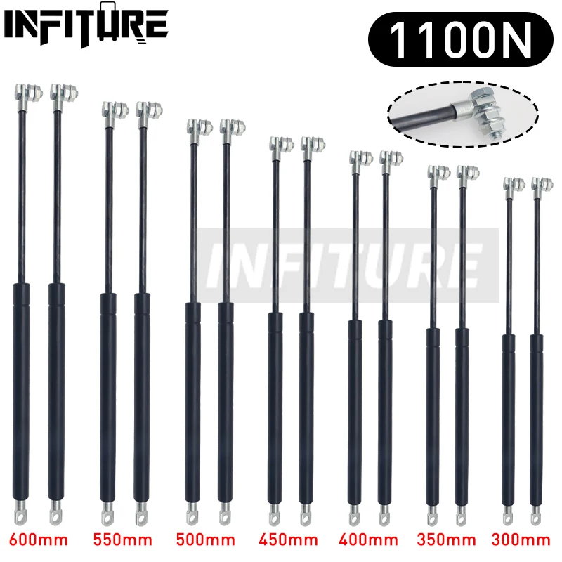 2 шт. 300/350/400/450/500/550/600 мм 1100N автомобильные газовые стойки пружинные амортизаторы подъемные опоры для хранения окон на колесах амортизатор заднее окно кемпера