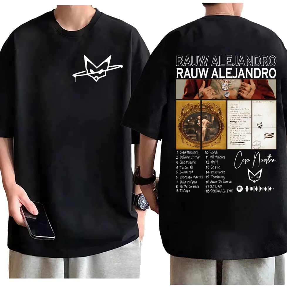 

Rauw Alejandro Album Double Sided Graphic T Shirts Men Women Fashion Hip Hop Retro T-shirt Summer 100% Cotton Oversized T-shirts