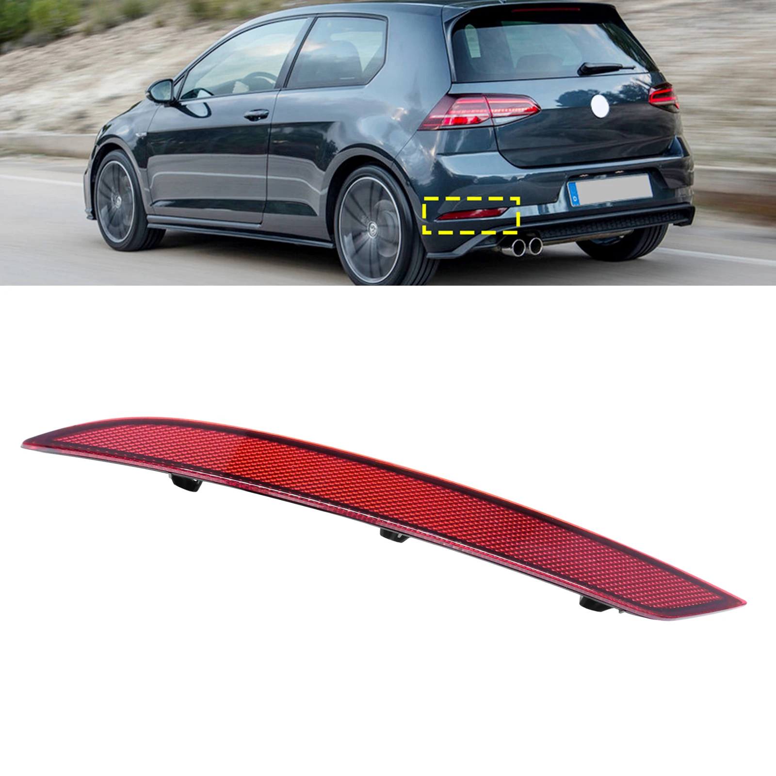 Left Red Lens Rear Bumper Reflector No Light For VW Golf 7 VII 5G1 Hatch 2017-20