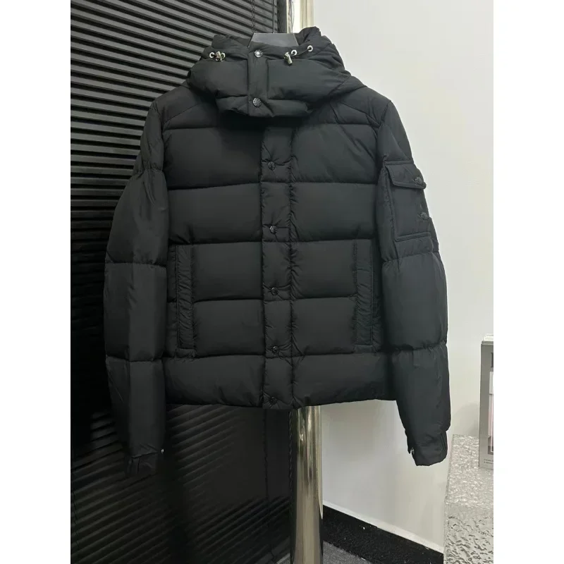 MONC ** R solid color windproof crop puffer jacket unisex winter thick short style 90% white goose down jacket mens outerwear