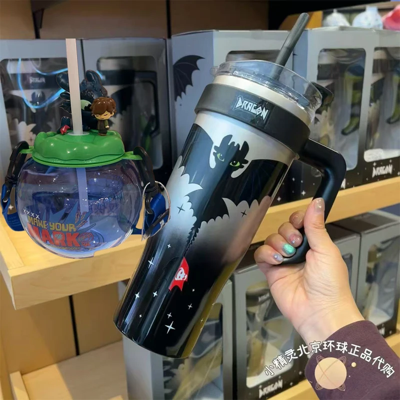 

New How To Train Your Dragon Toothless Anime Large-Capacity Direct-Drink Straw Cup Cup Water Bottle Night Fury Cold Drink Cup