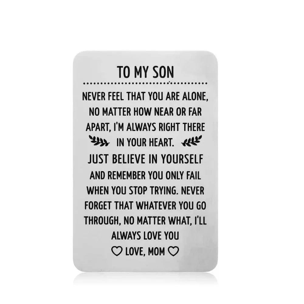 To My Son Wallet Card Birthday Gifts for Son from Mom Step Mother Sweet 16th Birthday Love Note Gift for Him Adult Men Boys