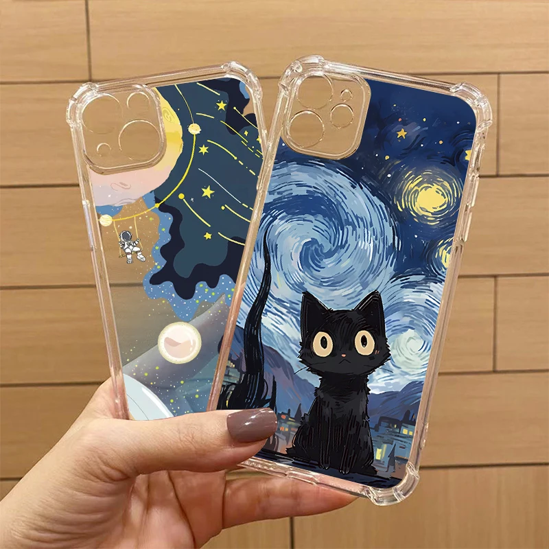 EDGE 40 Neo Cold Cat Transparent Phone Case For Motorola Moto Edge 40 30 50Pro 30Pro 40Neo 30Neo E13 E22 E32 E20 E7 E7Plus Cover