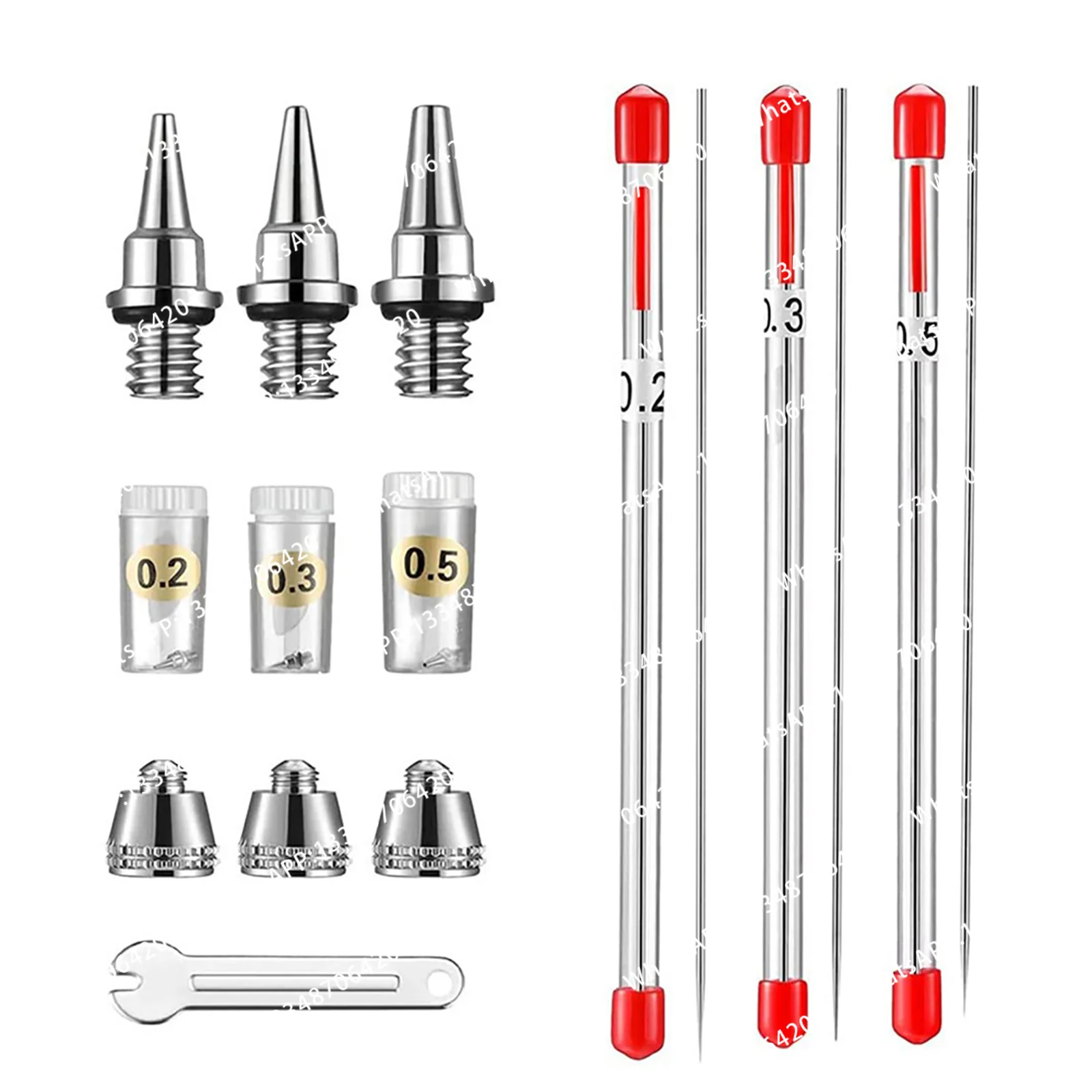 1set  0.2mm 0.3mm 0.5mm Airbrush Nozzle Needle Repair Tool Kit For Multi Type Airbrushes Spray Gun Air Brush Accessories Replace