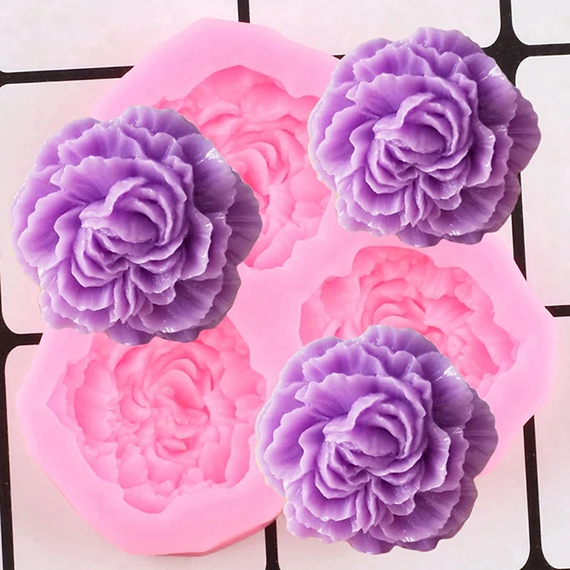 3D Peony Flower Chocolate Silicone Mold DIY Wedding Cupcake Topper Fondant Molds Cake Decorating Tools Candy Clay Resin Moulds