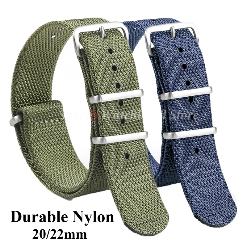 Premium High Density Durable Fabric Braid Nylon Watch Strap 20mm 22mm Soft Nylon Watch Band Thicken Sport Wristband Accessories