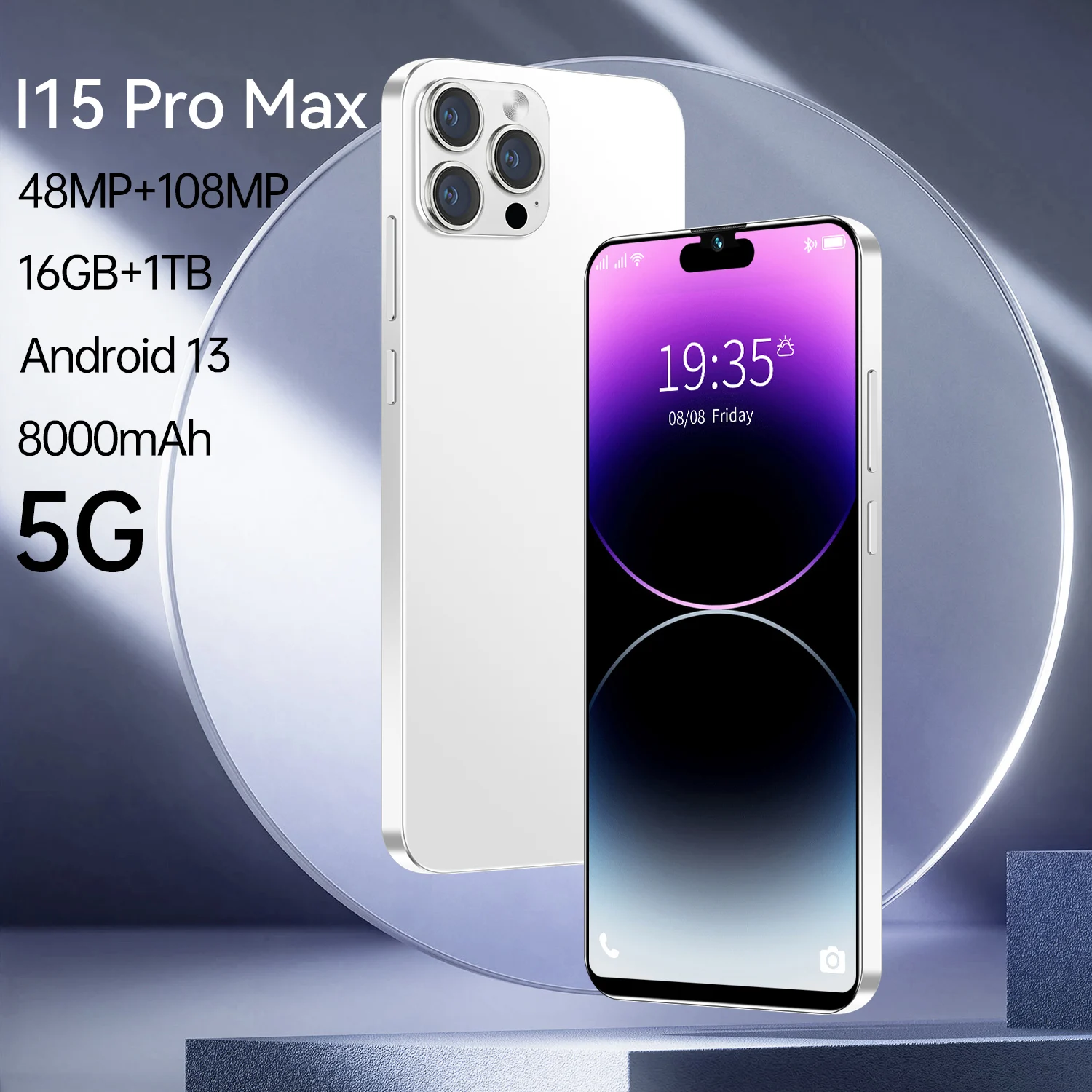 

Global Edition I15 Pro Max 2025 New 7.3inch HD Original Smart Dual Card 7800mAh Battery Facial Recognition Function