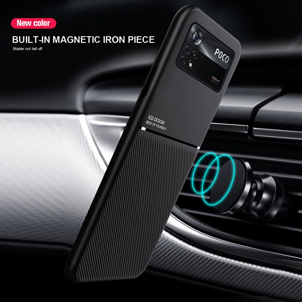 Leather Magnet Car Holder Back Cover For Poco X4 Pro X4Pro 5G Case Poxo Little X 4 Pocox4 Pro Silicone Shockproof Phone Case