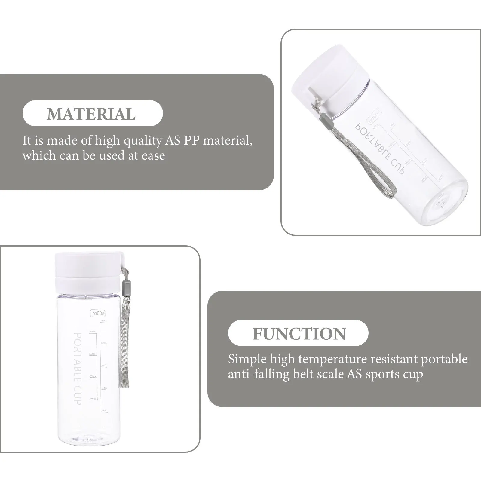 Водоотталкивающая бутылка большого объема, портативная для активного отдыха, с масштабом, конструкцией сжатия и соломкой