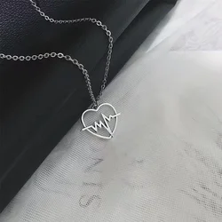 Fashion  E lectrocardiogram Necklace Ladies  Clavicle Chain Neck Choker Necklaces for Women Jewelry Free Dropshipping Wholesale