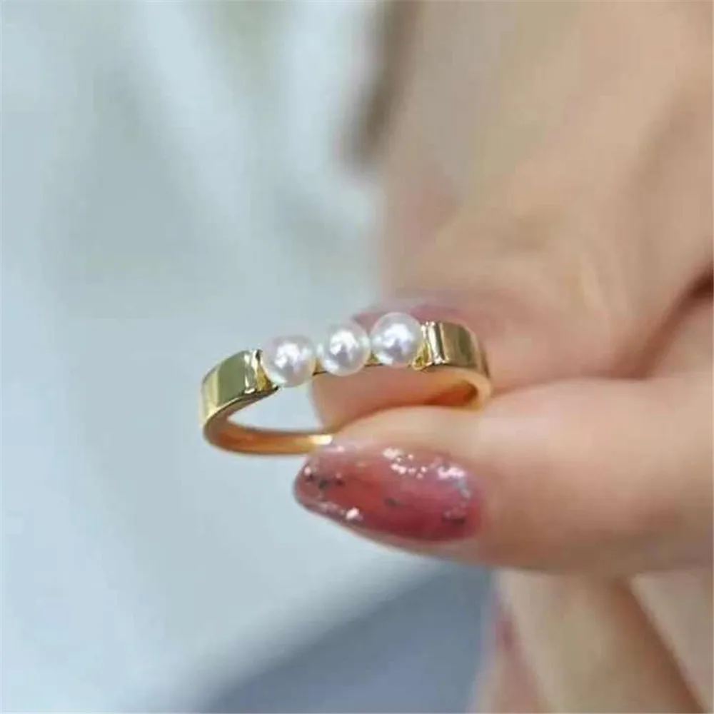 

DIY Pearl Ring Accessories S925 Sterling Silver Ring Empty Gold Silver Ring Silver Jewelry Fit 3-3.5mm Round Beads Z170