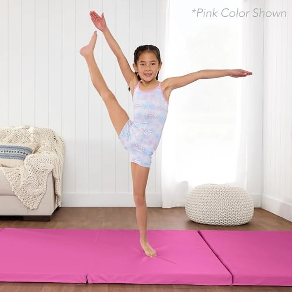 10ftx4ftx2in Folding Gym Mat 4 Panel Exercise Gymnastics Aerobics Workout Fitness Floor Mats w/Carrying Handles