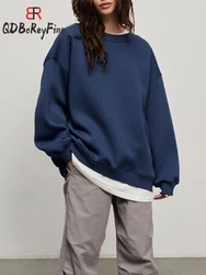 Sudaderas de terciopelo de gran tamaño para mujer, ropa informal coreana, jerséis gruesos y cálidos de lana suelta, ropa de invierno, novedad de 2024