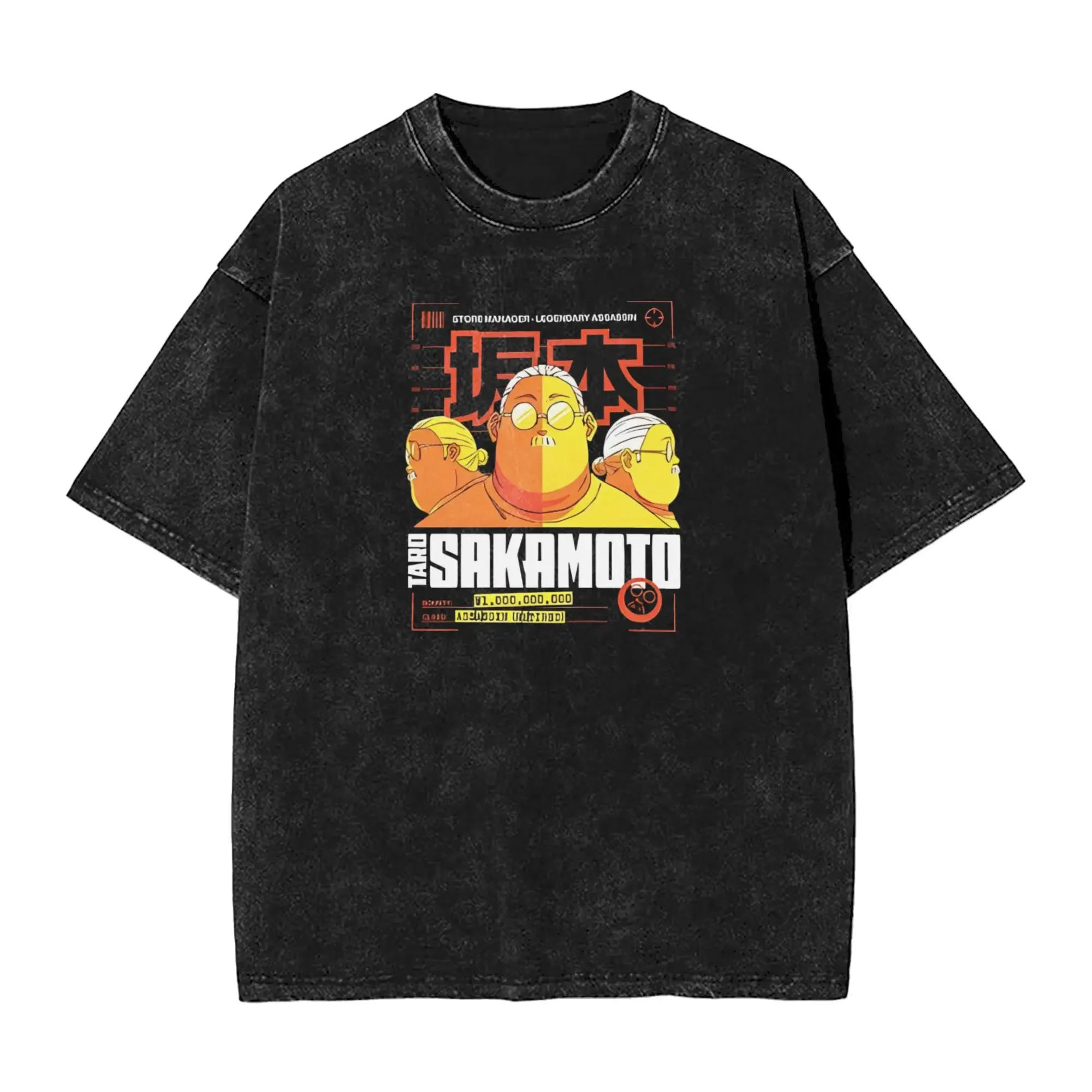 

Vintage Washed T-Shirt Sakamoto Days Simple T-Shirts Taro Sakamoto Anime Nagumoo Tshirt for Men Summer Y2K Retro Print Top Tees