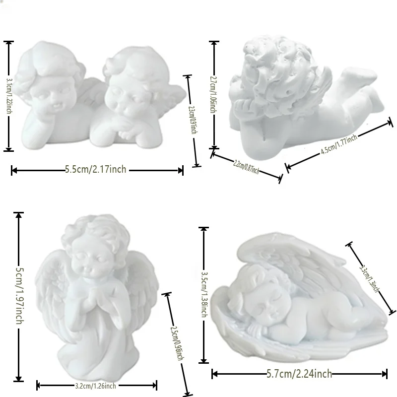 8PCS White Cherub Angel Figurines Set Resin Statue Cute Baby Angel Ornaments European Home Decor Shelf Table Decoration Gift view 4