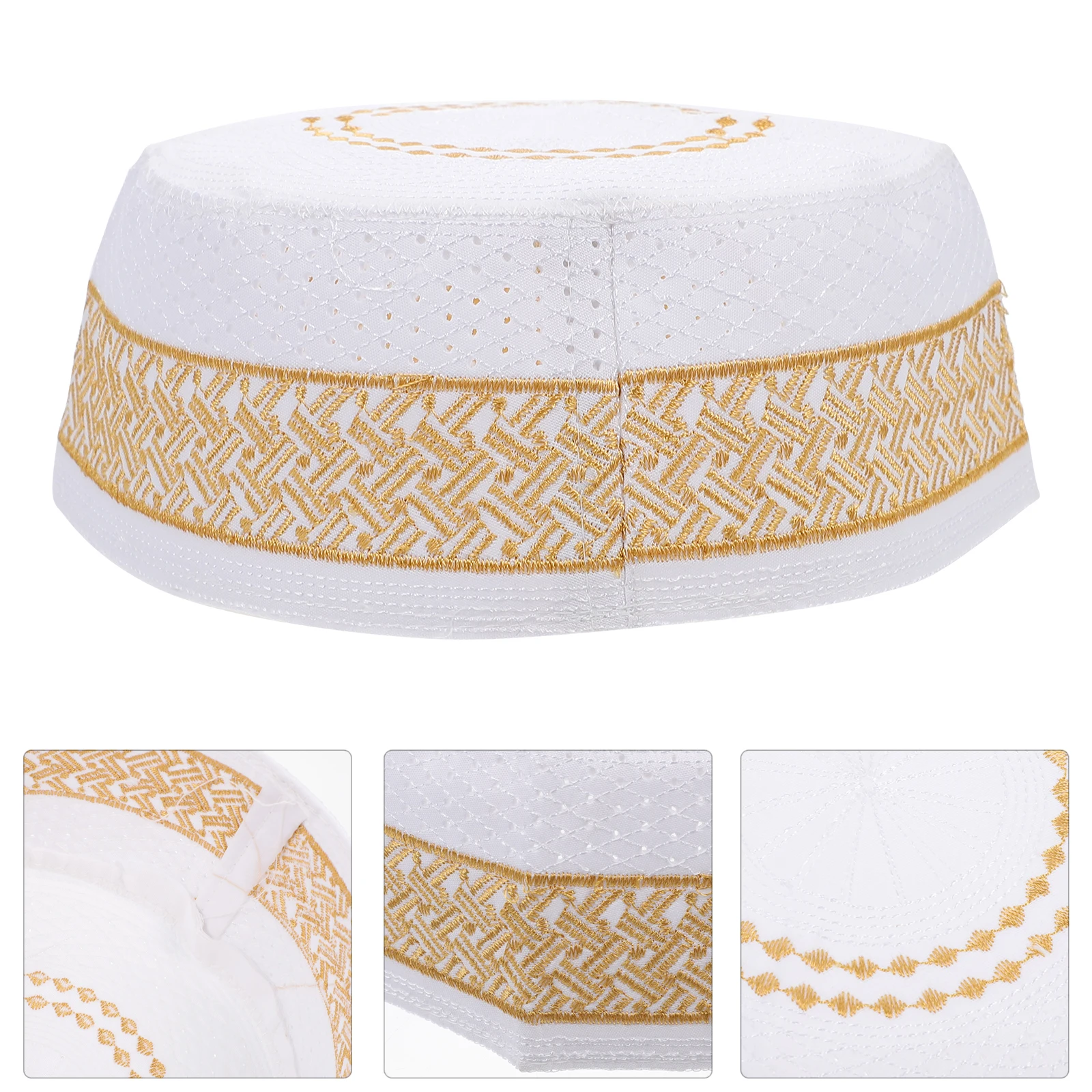 

Muslim Prayer Hat Islamic Caps Skull Caps for Men Polyester Cotton Breathable Stretchable Riding Worship Eid Ramadan Namaz