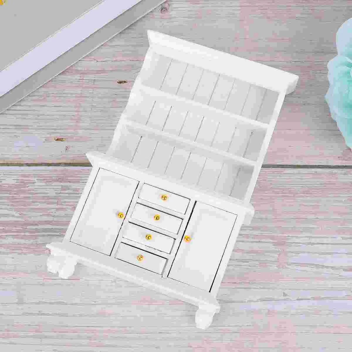 

Mini House Miniature Furniture Book Shelves Bookcase Wooden Cabinet Bookshelf White