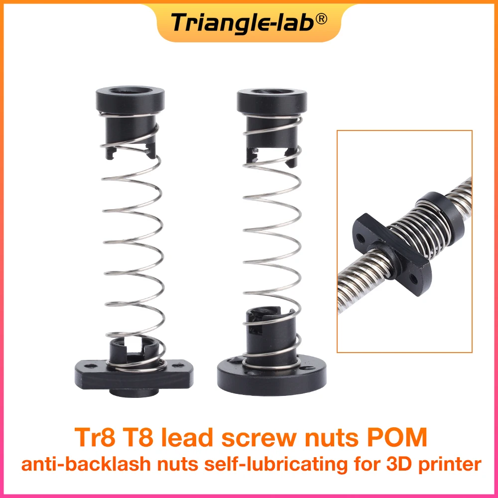 Trianglelab Tr8 T8 สกรูตะกั่ว POM anti-backlash ถั่ว self-หล่อลื่นสําหรับ ender 3 ENDER 5 prusa mk3S CR10 VORON 3D เครื่องพิมพ์