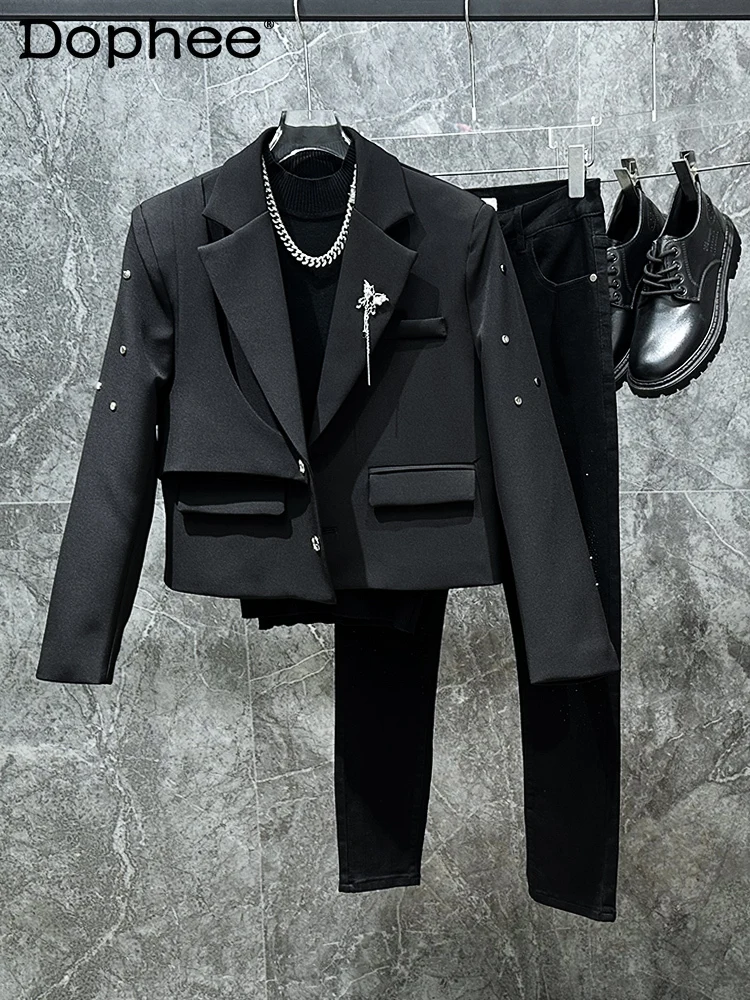 

2025 Spring and Autumn New Design Blazer with Metal Decoration Korean Style Ins Fashion Trend Men's Suit