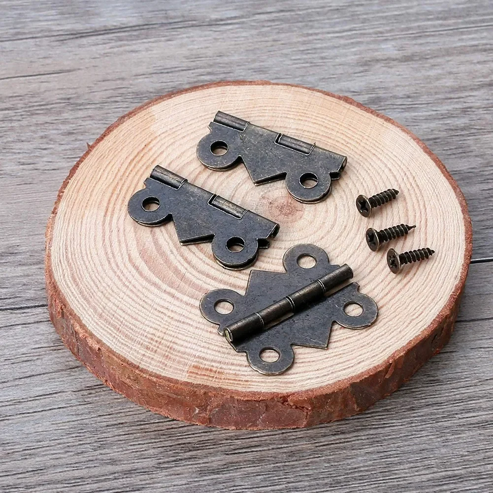 Boxes Hinges Small Hinges Antique Bronze W/ Screws Box Hinge Box Hinges Bronze Color Iron Accessories Boxes Doll Rooms