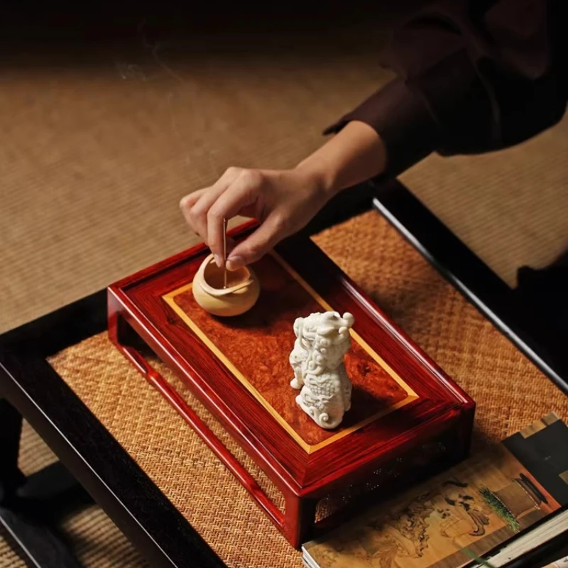 

Ming-style single-board incense several ornaments, solid wood cultural and play stone and jade