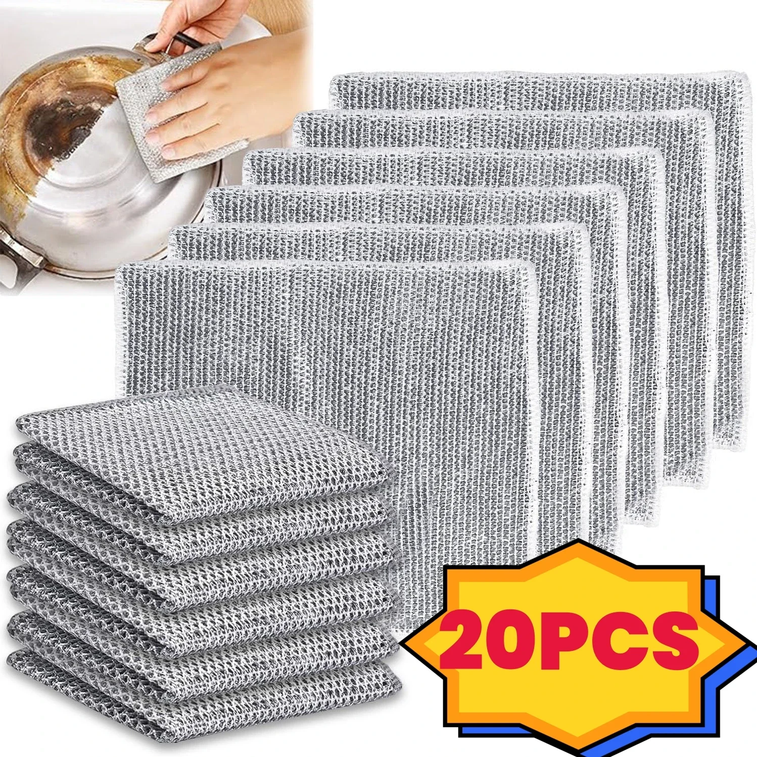 

Magic Cloth Steel Wire Cleaning Cloth Kitchen Sink Cleaning Cloth Double-sided Thick Towel Steel Wire Household Cleaning