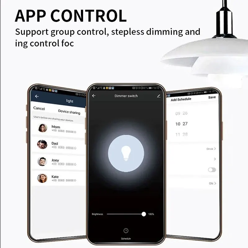 Tuya WiFi Smart Life LED Dimmer Switch, EUA, Controle Remoto, Aplicativo Smart Life, Alexa, Google Home