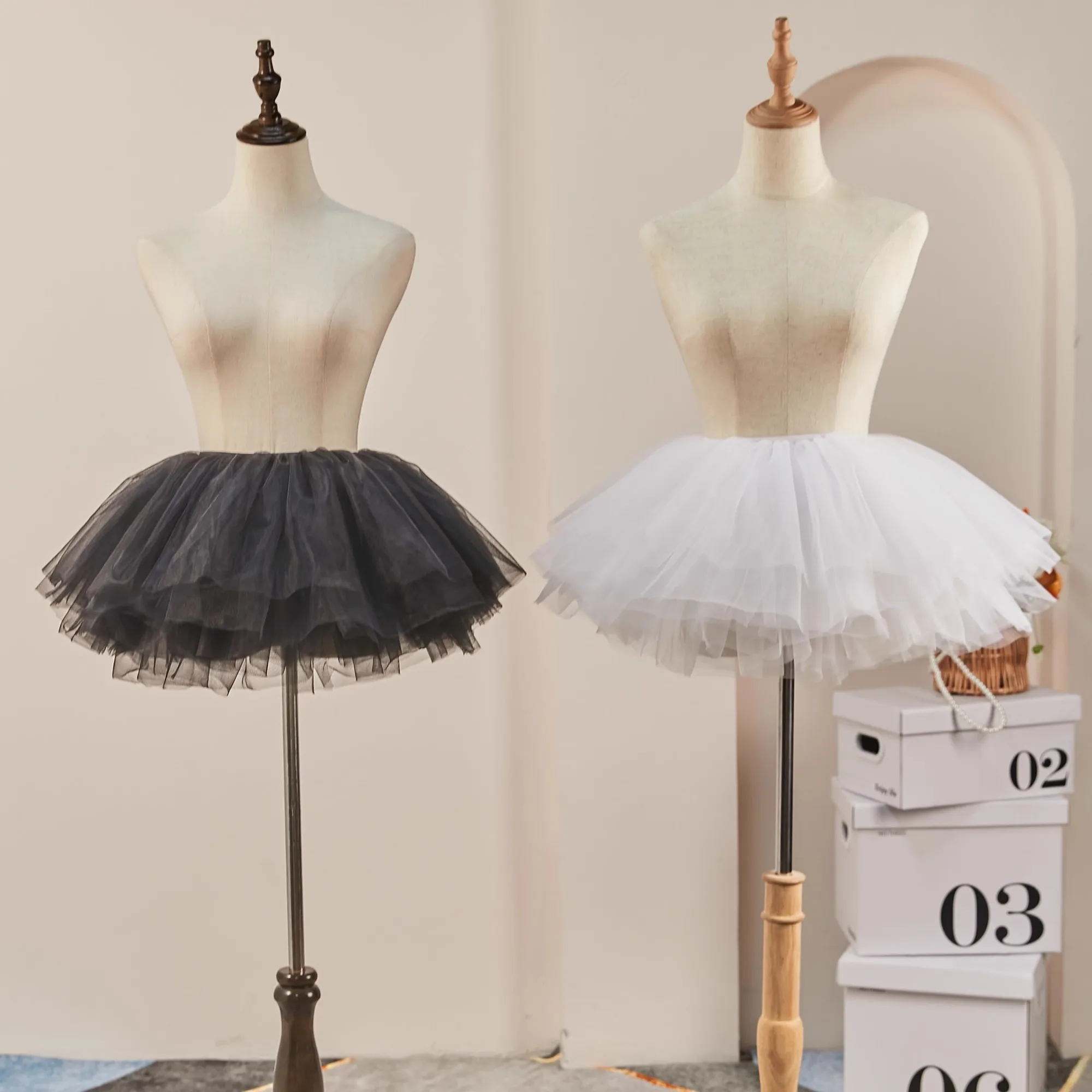 Новая белая и черная пышная тюлевая нижняя юбка в стиле Лолиты, женское бальное платье для косплея, детские свадебные нижние юбки без костей, платье-пачка, вечерние