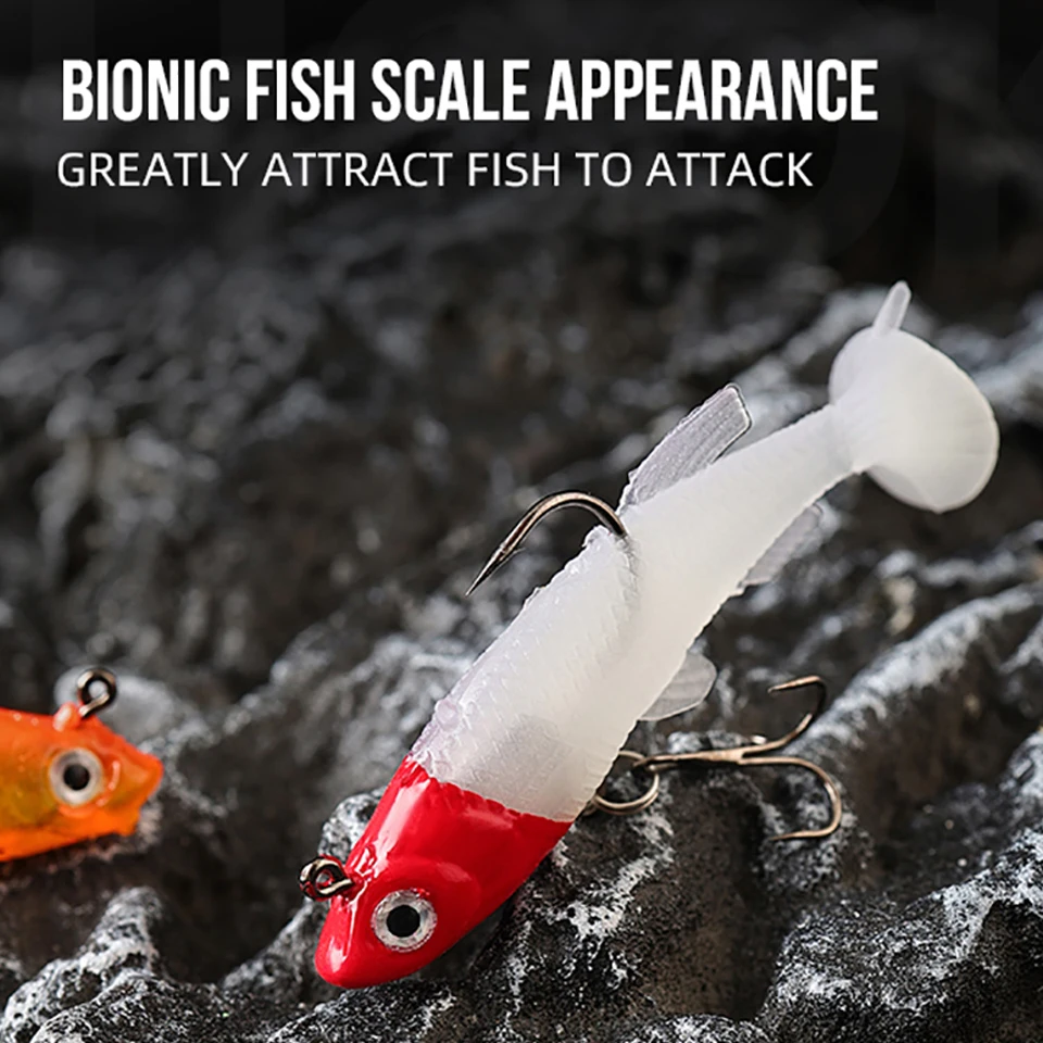 Walk Fish Vinilo Swimbait 8cm – Cola T rizada con Jig Head para Lubina - imagen 3