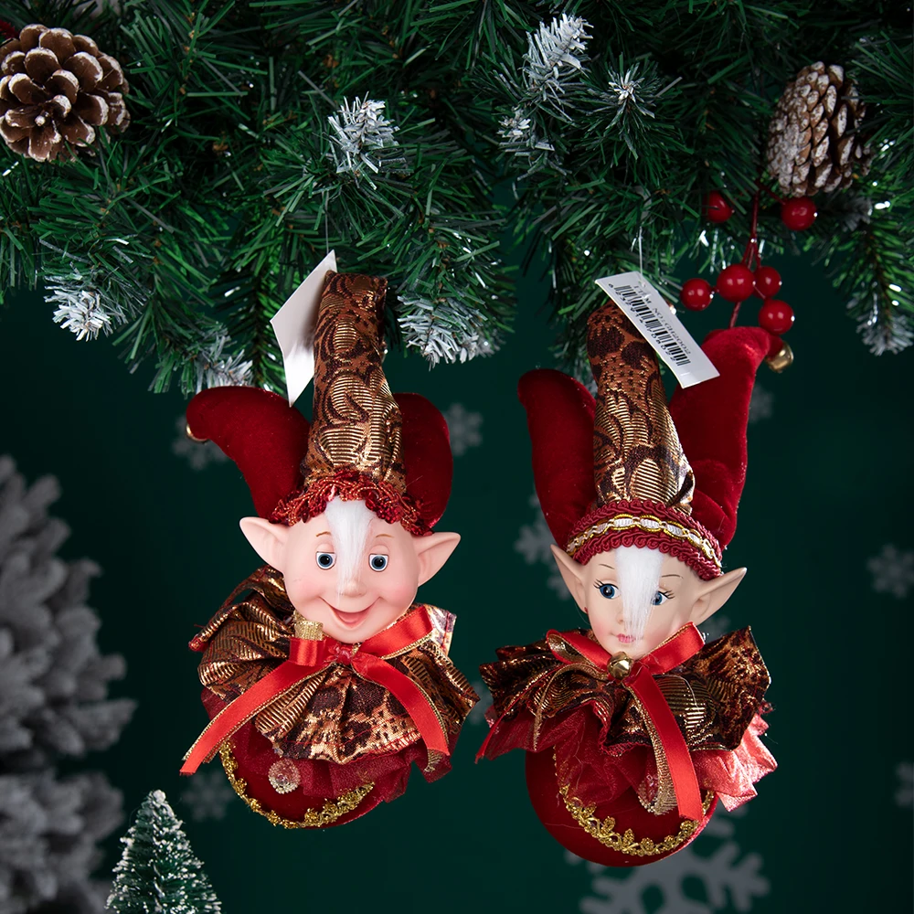 Elf Doll Head Clown Toy Christmas Pendant Ornaments Decor Elf  Decoration Navidad New Year Gifts For Kids