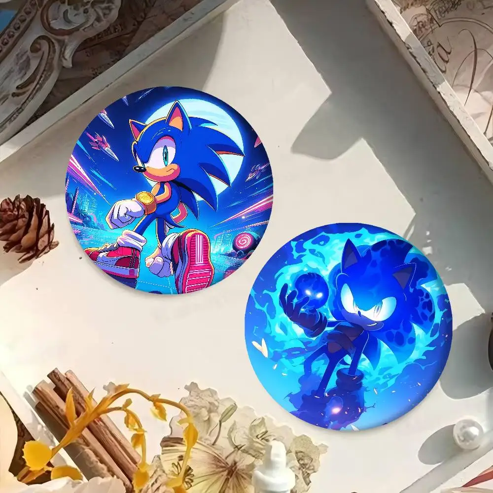 Movie S-Super-SonicS Cartoon Brooches Anime Badge Round Handmade Brooch Lapel Pins Jewelry For Backpack Clothes Gifts