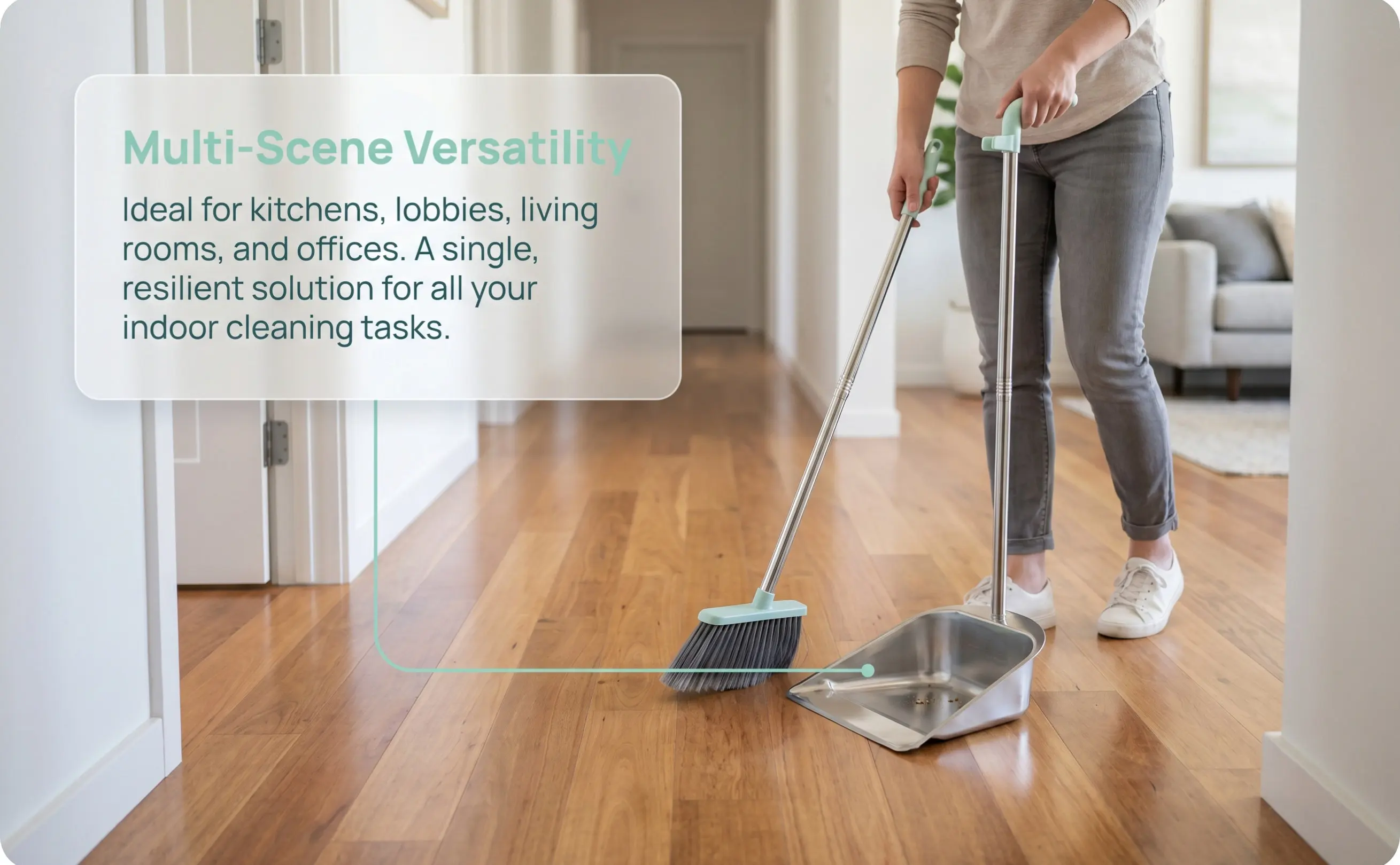 Household Dustpan Stainless Steel Long Handle Detachable Upright Dustpan Heavy Duty Garbage Scoop for Home Kitchen Office