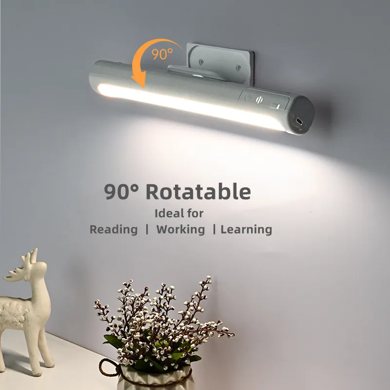 

Rechargeable Reading Light, LED Night Lights Stick-on Bunk Bed Headboard, 3-Color Magnet Mount Wireless Portable 1200mah Battery