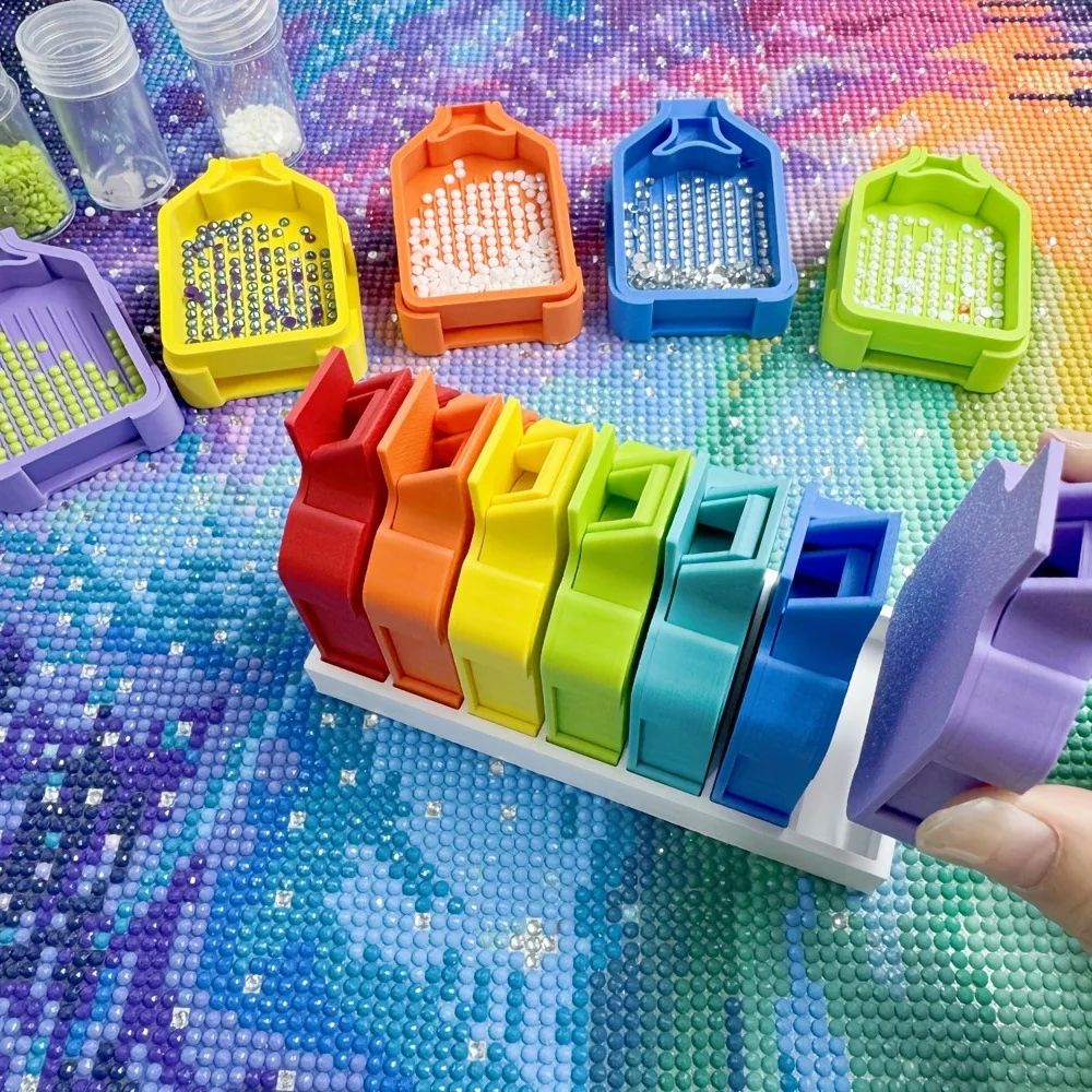 3/7Pcs Y‑Shape Fully Closed Diamond Painting Sorting Trays Stackable Anti‑Spill Rhinestone Drill Tray Base DIY Craft Accessories